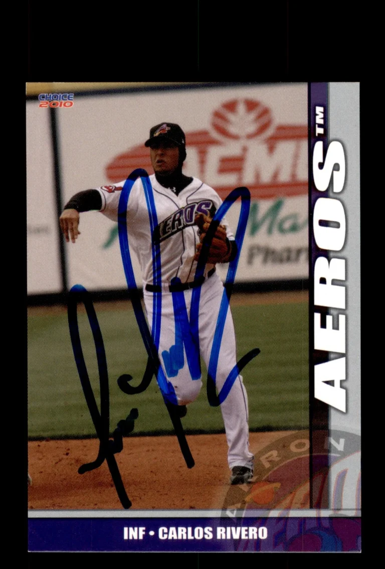 Signed Baseball Card Auto Carlos Rivero 2010 Choice Akron Aeros