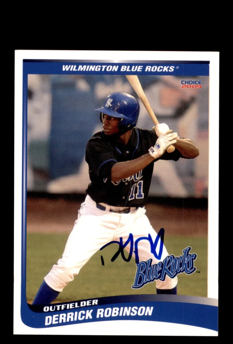 Signed Baseball Card Auto Derrick Robinson 2009 Choice Wilmington Blue Rocks