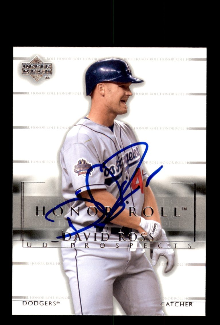 Signed Baseball Card Auto David Ross 2002 Upper Deck Honor Roll #158 Dodgers RC