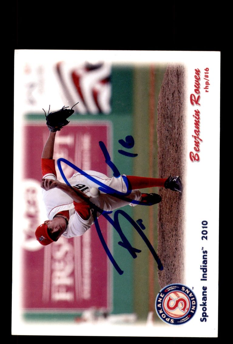 Signed Baseball Card Auto Benjamin Rowen 2010 Grandstand Spokane Indians