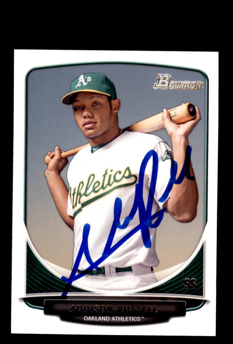 Signed Baseball Card Auto Addison Russell 2013 Bowman #TP-25 Oakland A's
