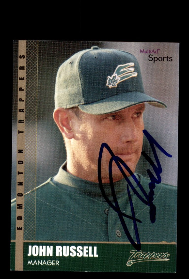 Signed Baseball Card Auto John Russell 2002 MultiAd Edmonton Trappers