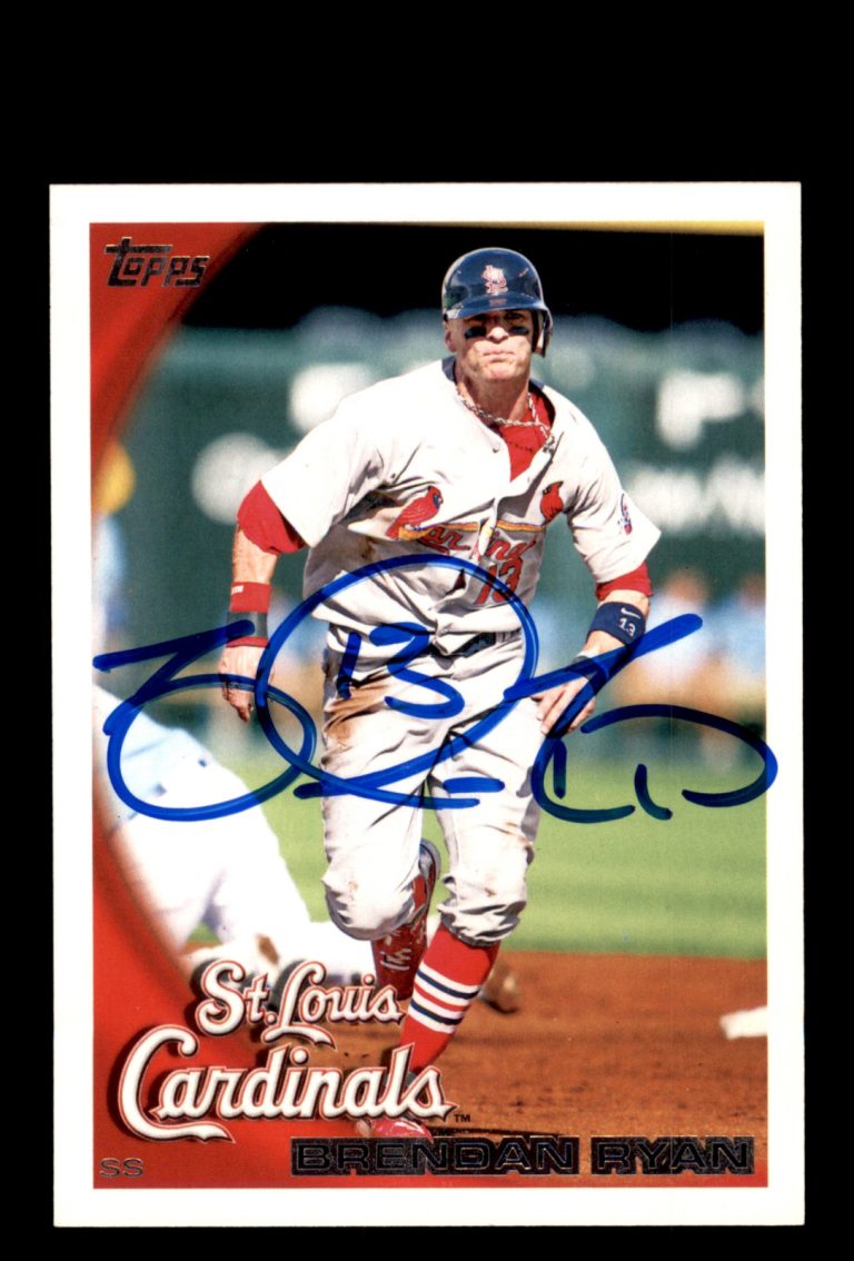 Signed Baseball Card Auto Brendan Ryan 2010 Topps #596 St. Louis Cardinals