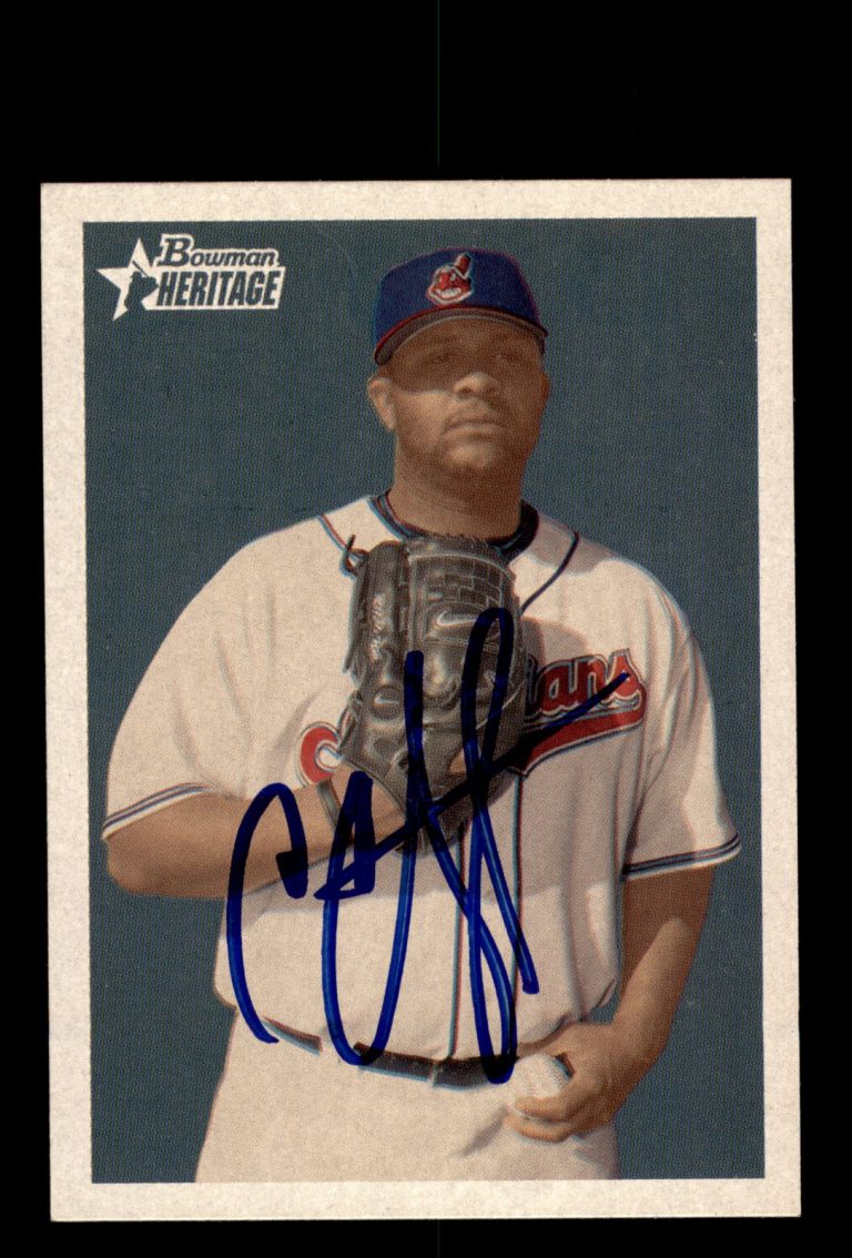 Signed Baseball Card Auto CC Sabathia 2006 Bowman Heritage #166 Indians