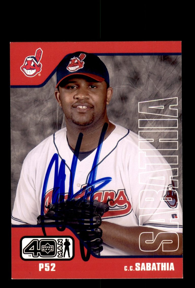Signed Baseball Card Auto CC Sabathia 2002 Upper Deck 40-Man #134 Indians