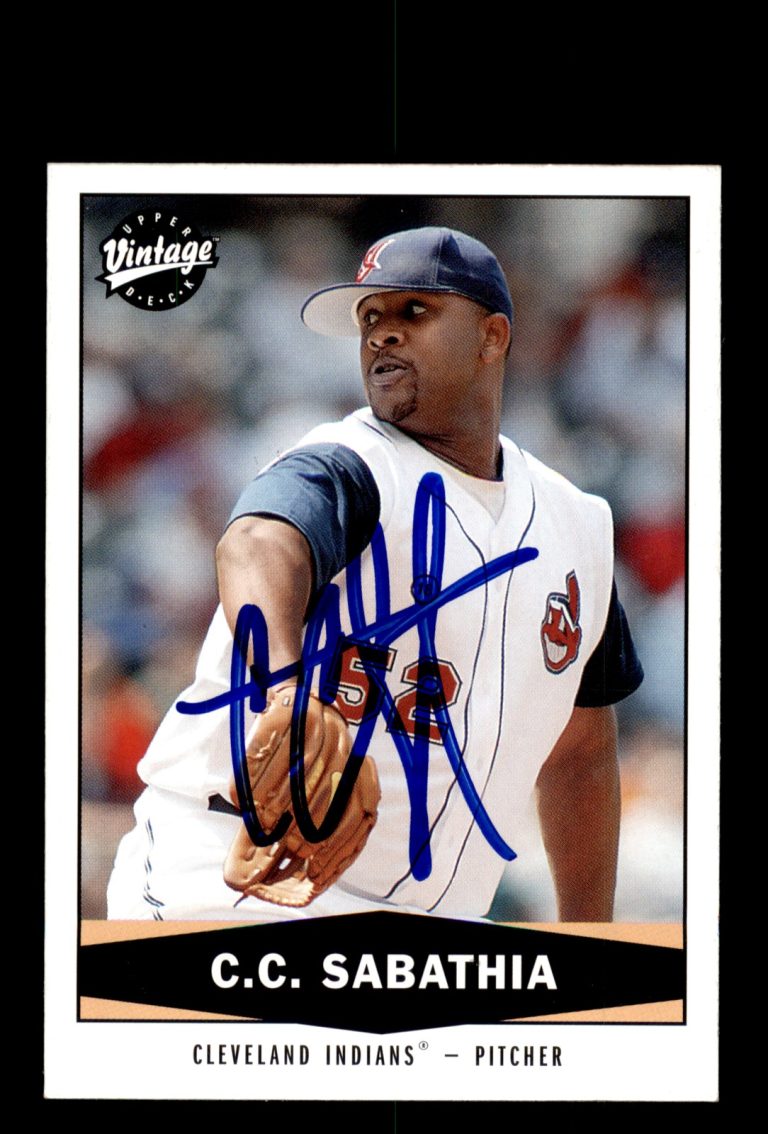 Signed Baseball Card Auto CC Sabathia 2004 Upper Deck Vintage #226 Indians