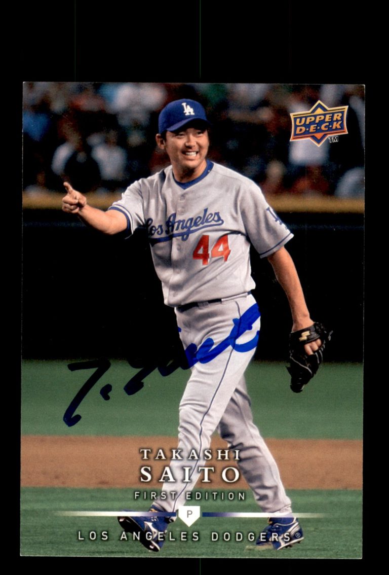 Signed Baseball Card Auto Takashi Saito 2008 Upper Deck First Edition #86 Japan