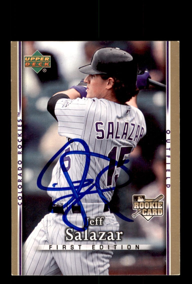 Signed Baseball Card Auto Jeff Salazar 2007 Upper Deck First Edition #15 Rockies