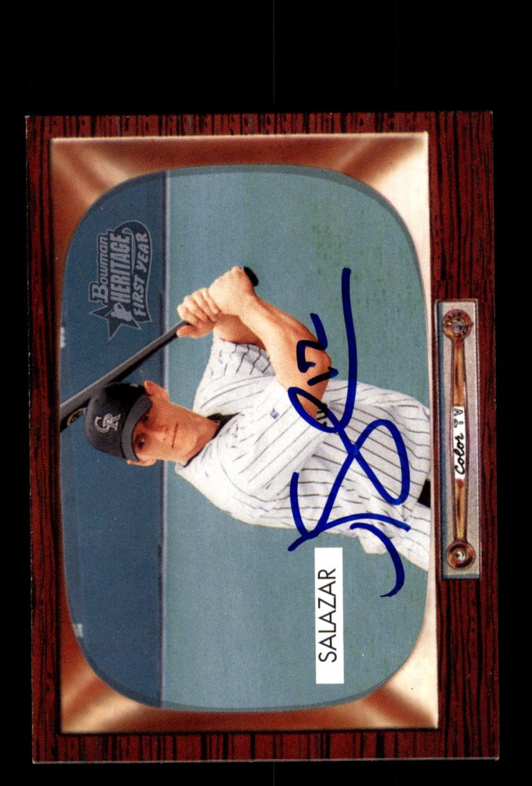 Signed Baseball Card Auto Jeff Salazar 2004 Bowman Heritage #270 Rockies