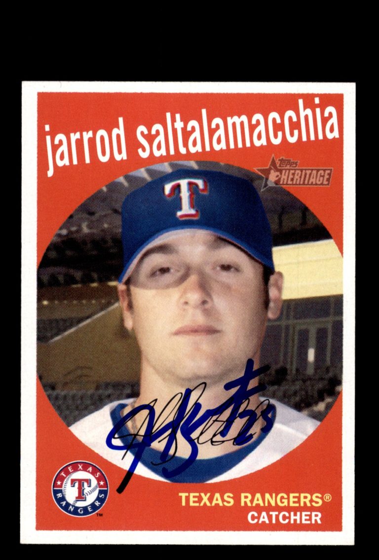 Signed Baseball Card Auto Jarrod Saltalamacchia 2008 Topps Heritage #318 Rangers