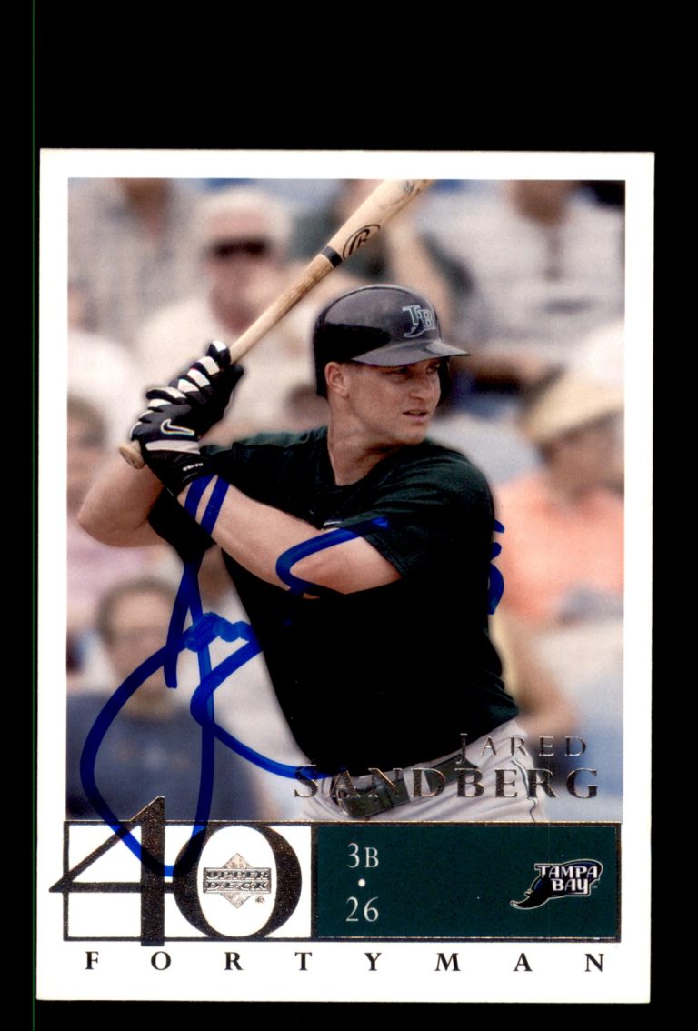 Signed Baseball Card Auto Jared Sandberg 2003 Upper Deck 40-Man #102 Devil Rays
