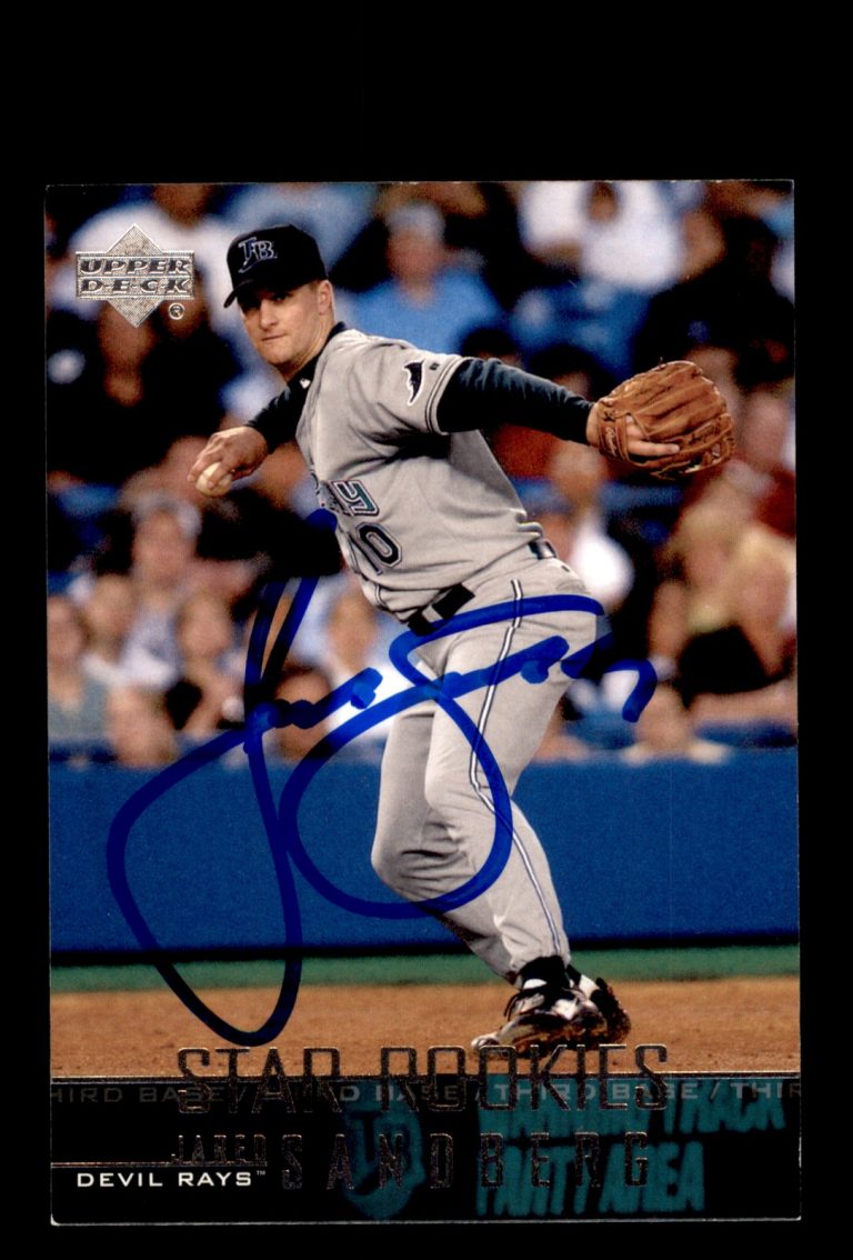 Signed Baseball Card Auto Jared Sandberg 2004 Upper Deck #10 Devil Rays