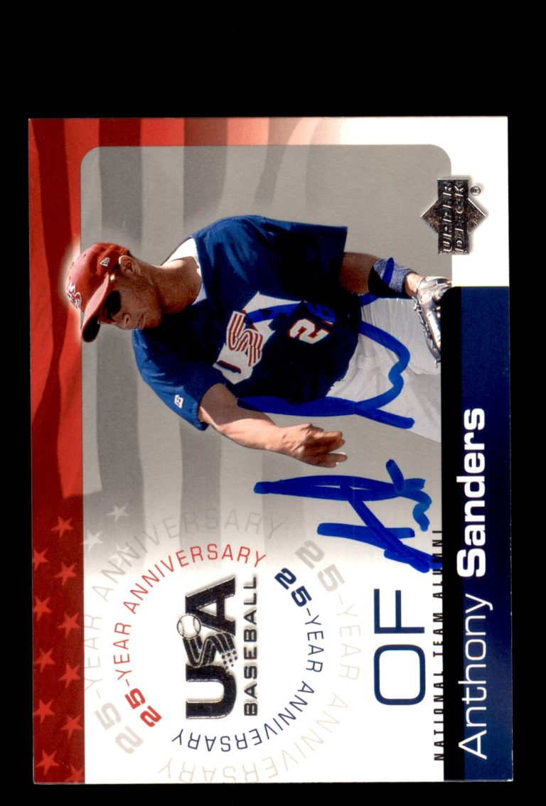 Signed Baseball Card Auto Anthony Sanders 2004 Upper Deck USA #USA-159