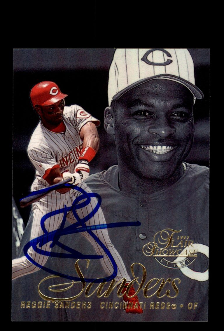 Signed Baseball Card Auto Reggie Sanders 1997 Flair Showcase #55 Cincinnati Reds