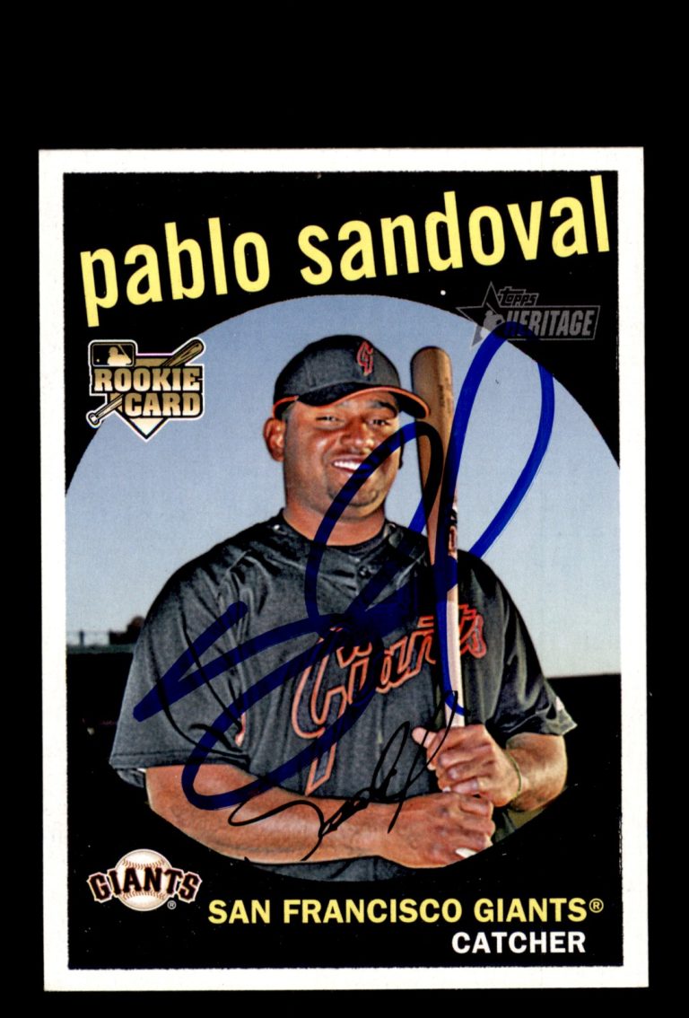 Signed Baseball Card Auto Pablo Sandoval 2008 Topps Heritage #656 Giants