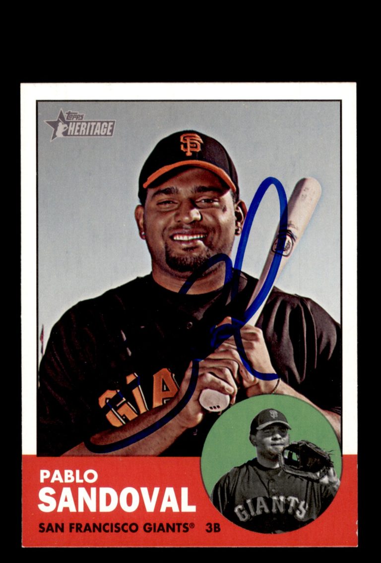 Signed Baseball Card Auto Pablo Sandoval 2012 Topps Heritage #388 Giants