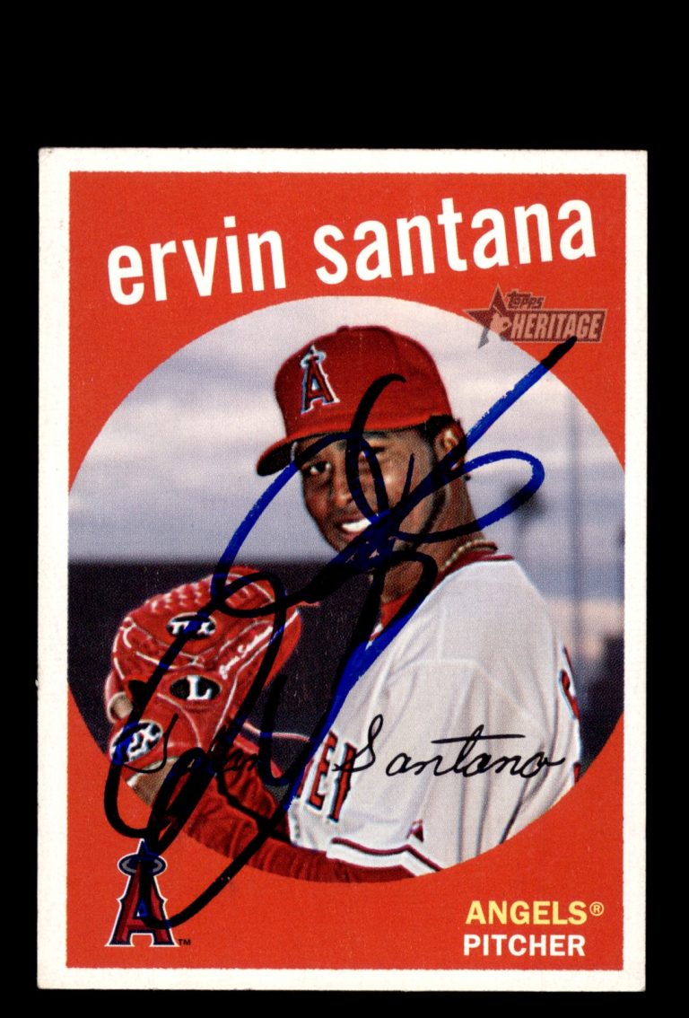 Signed Baseball Card Auto Ervin Santana 2008 Topps Heritage #354 Angels