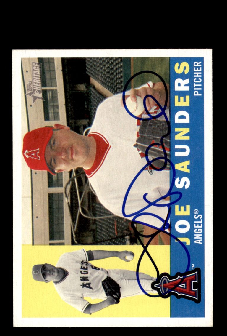 Signed Baseball Card Auto Joe Saunders 2009 Topps Heritage #78 Angels