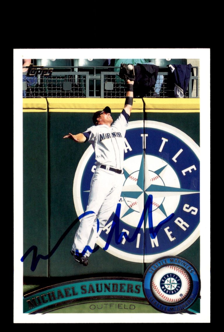 Signed Baseball Card Auto Michael Saunders 2011 Topps #252 Seattle Mariners