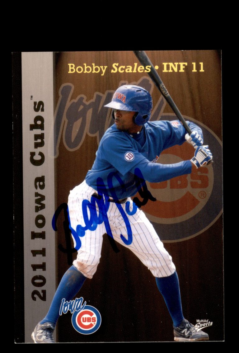Signed Baseball Card Auto Bobby Scales 2011 MultiAd Iowa Cubs