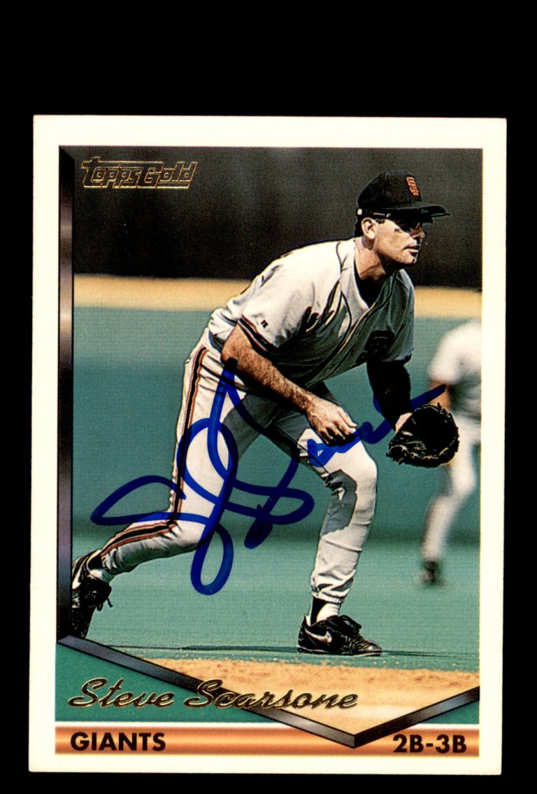 Signed Baseball Card Auto Steve Scarsone 1994 Topps Gold #729 Giants