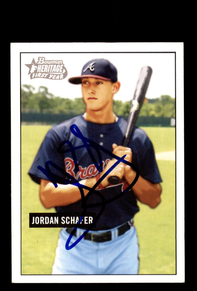 Signed Baseball Card Auto Jordan Schafer 2005 Bowman Heritage #297 Braves