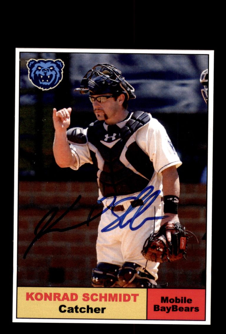 Signed Baseball Card Auto Konrad Schmidt 2010 Mobile BayBears