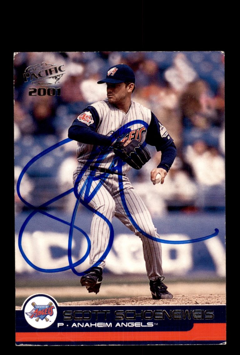 Signed Baseball Card Auto Scott Schoeneweis 2001 Pacific #13 Anaheim Angels