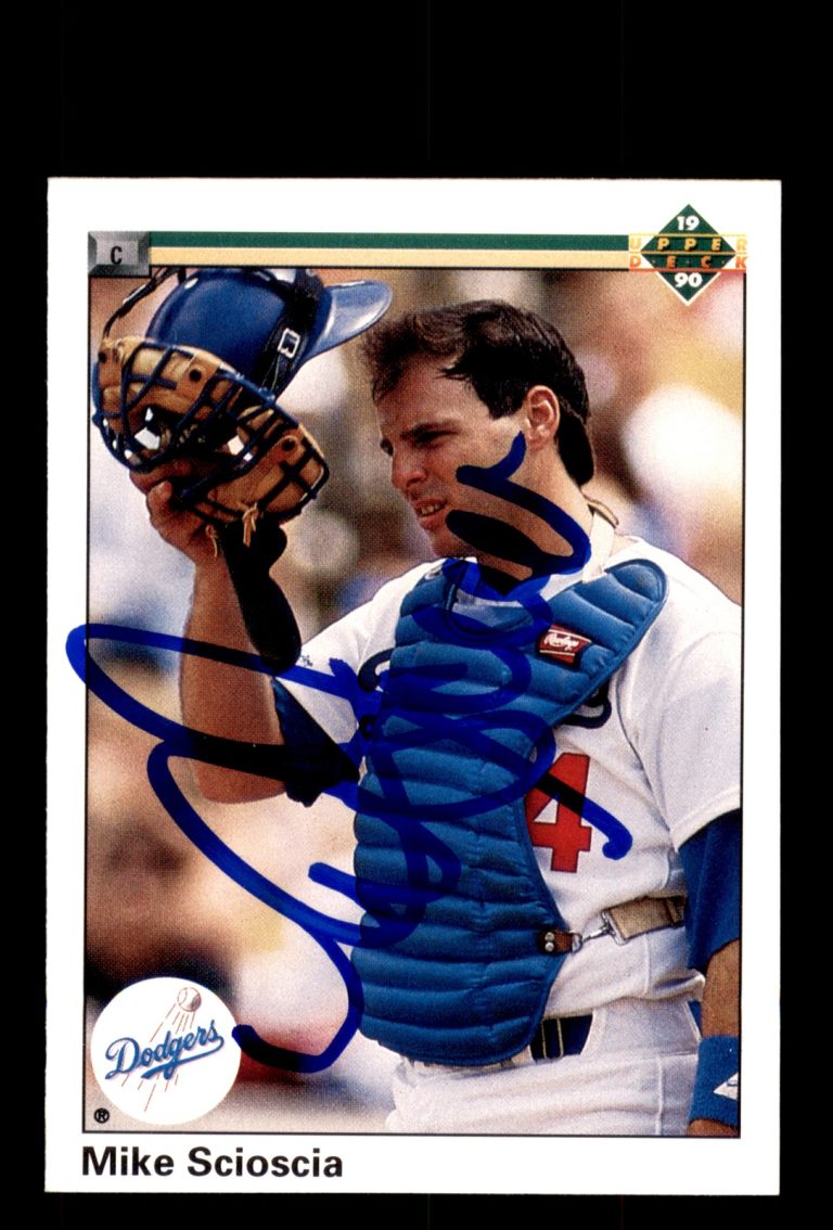 Signed Baseball Card Auto Mike Scioscia 1990 Upper Deck #298 Los Angeles Dodgers