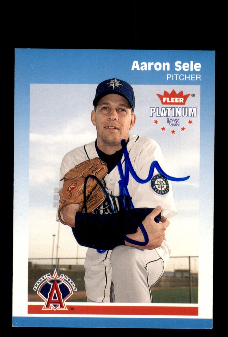 Signed Baseball Card Auto Aaron Sele 2002 Fleer Platinum #141 Anaheim Angels