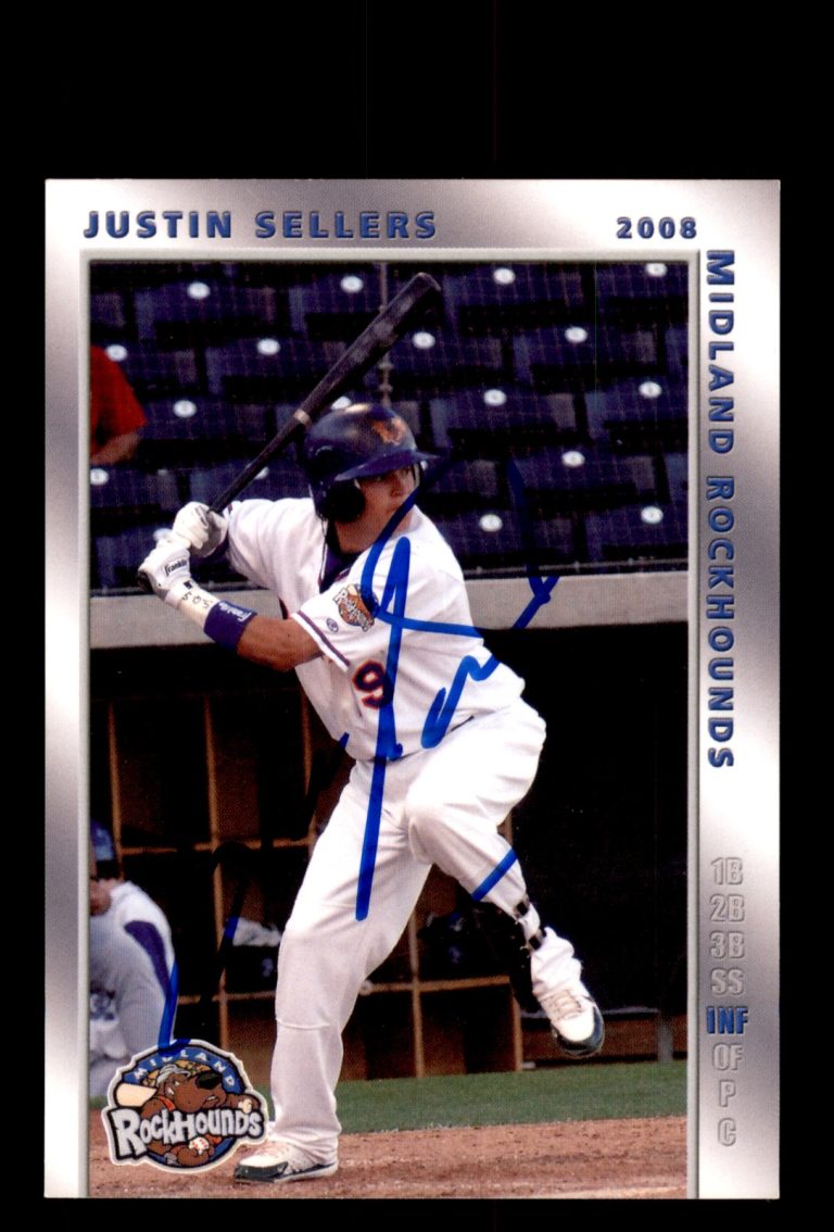 Signed Baseball Card Auto Justin Sellers 2008 Choice Midland RockHounds