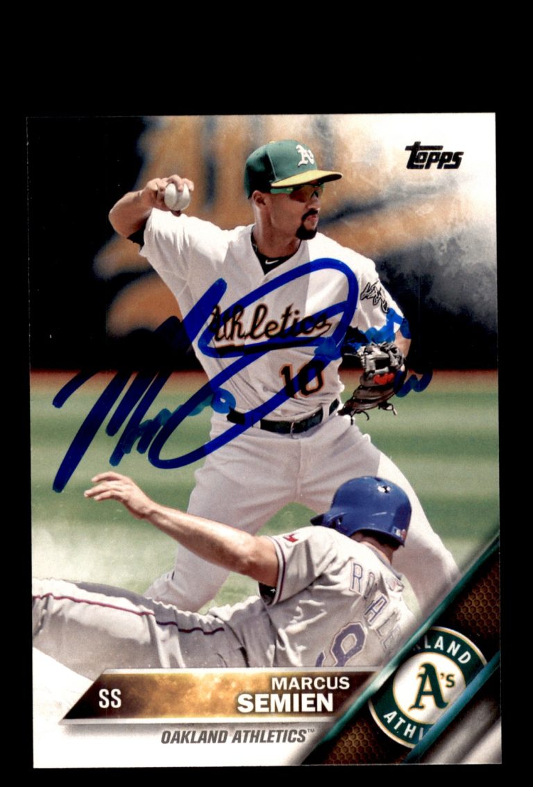Signed Baseball Card Auto Marcus Semien 2016 Topps #105 Oakland Athletics