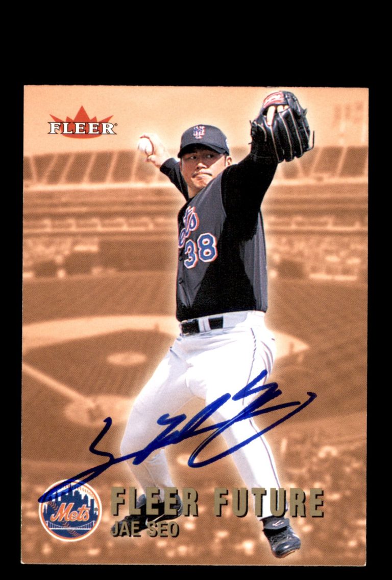 Signed Baseball Card Auto Jae Seo 2002 Fleer #523 New York Mets South Korea