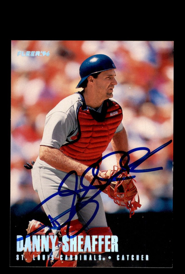 Signed Baseball Card Auto Danny Sheaffer 1996 Fleer Tiffany #555 Cardinals