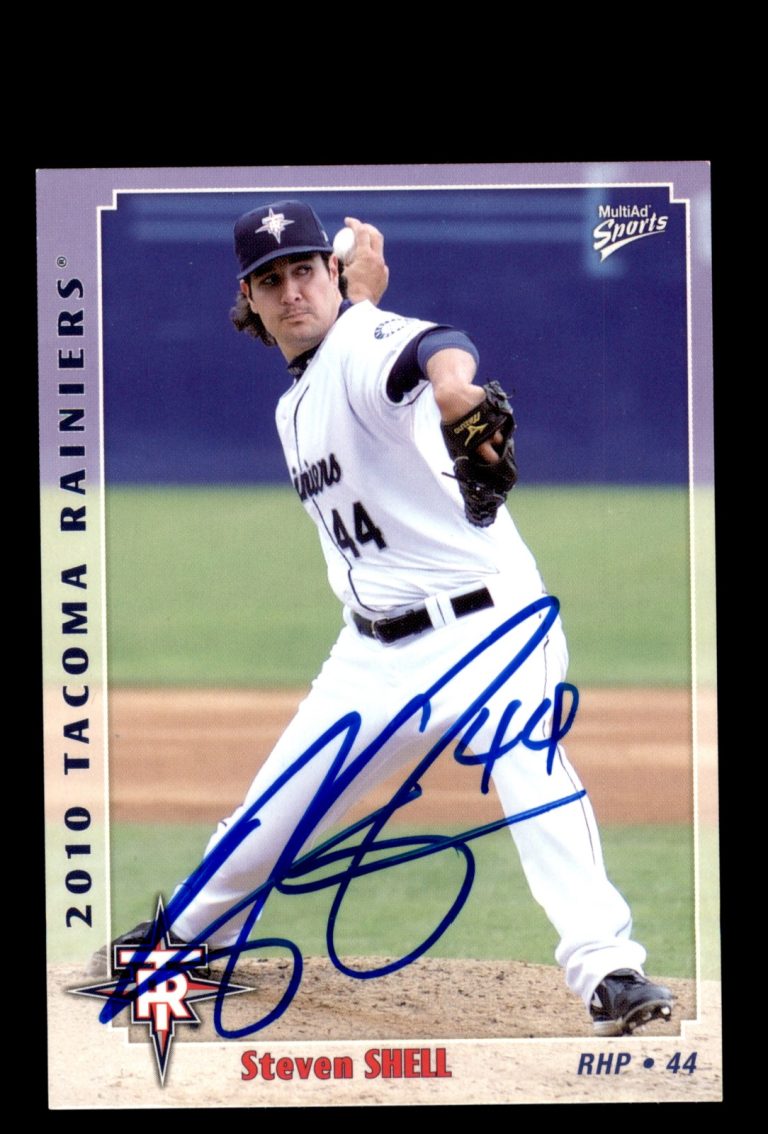 Signed Baseball Card Auto Steven Shell 2010 MultiAd Tacoma Rainiers