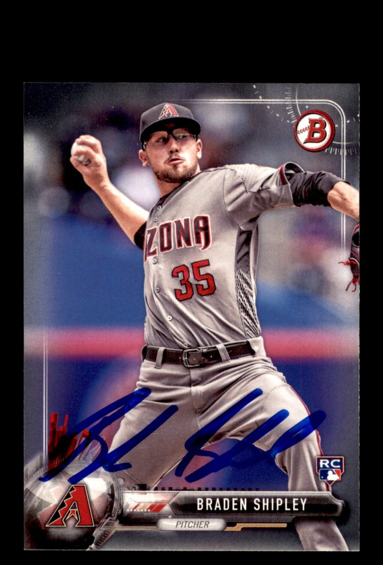 Signed Baseball Card Auto Braden Shipley 2017 Bowman #83 Arizona Diamondbacks