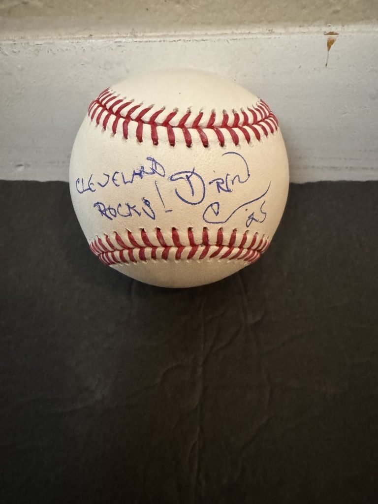 Drew Carey Signed Baseball Cleveland Rocks Inscription ROMLB PSA/DNA Autographed