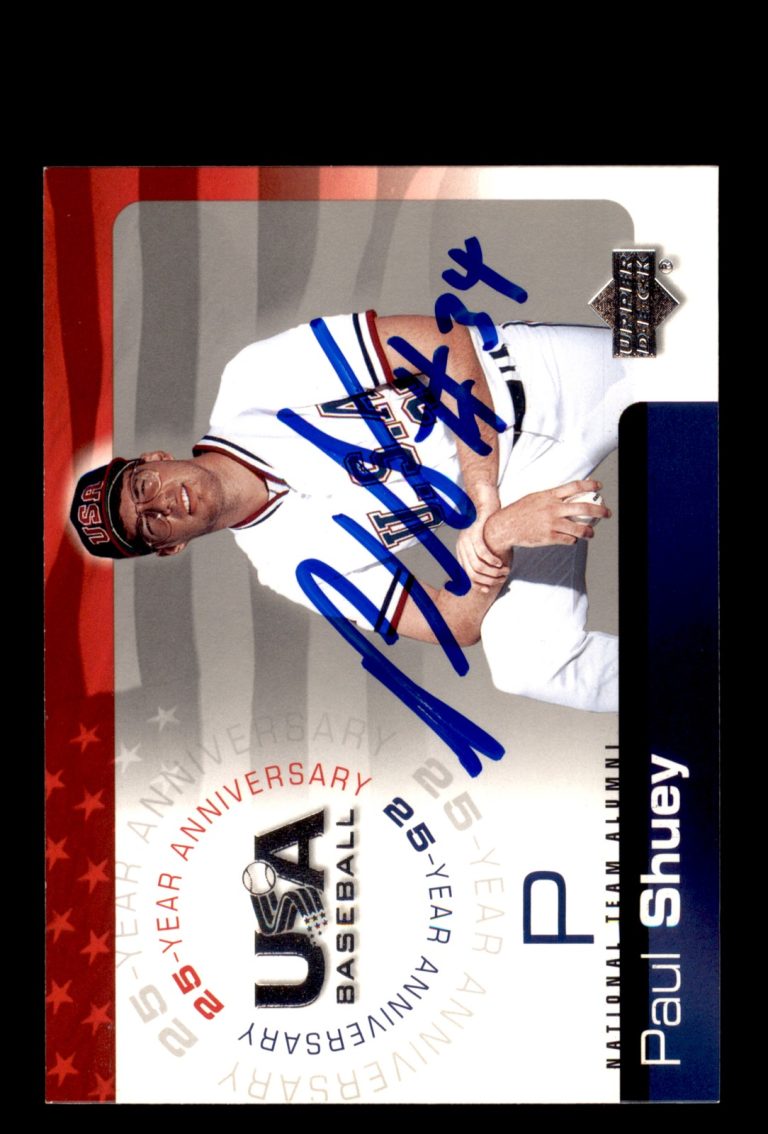 Signed Baseball Card Auto Paul Shuey 2004 Upper Deck USA #USA-165
