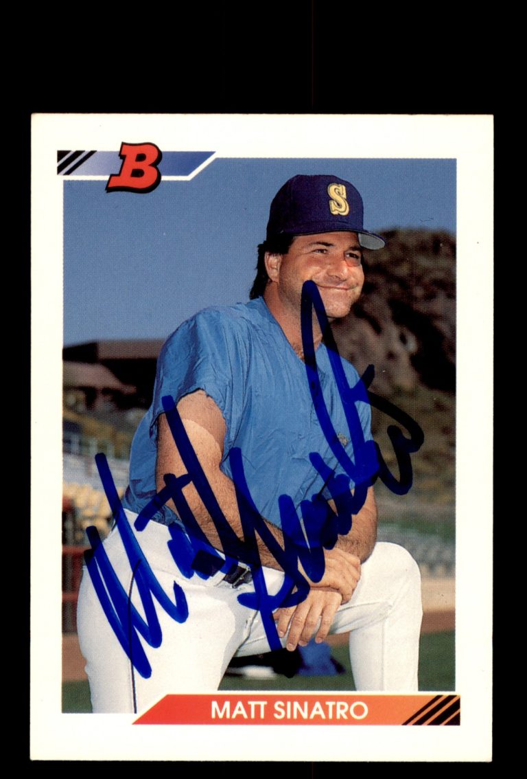 Signed Baseball Card Auto Matt Sinatro 1992 Bowman #462 Seattle Mariners
