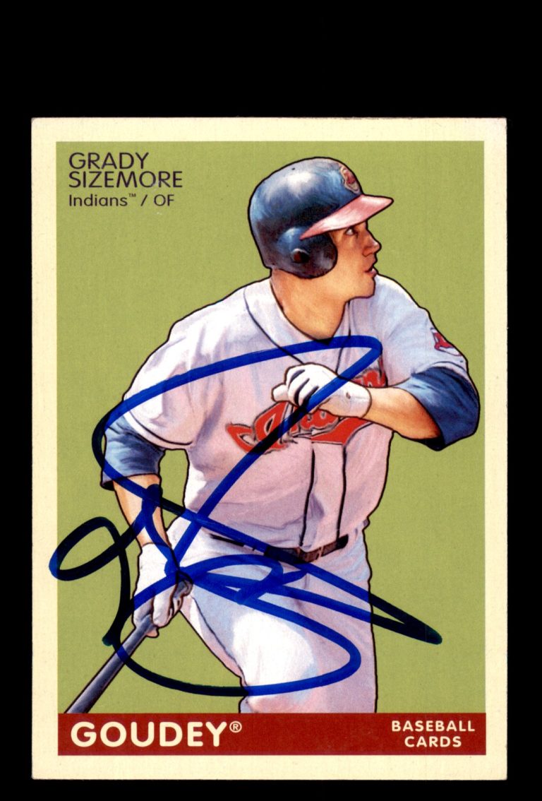 Signed Baseball Card Auto Grady Sizemore 2009 Upper Deck Goudey #61 Indians