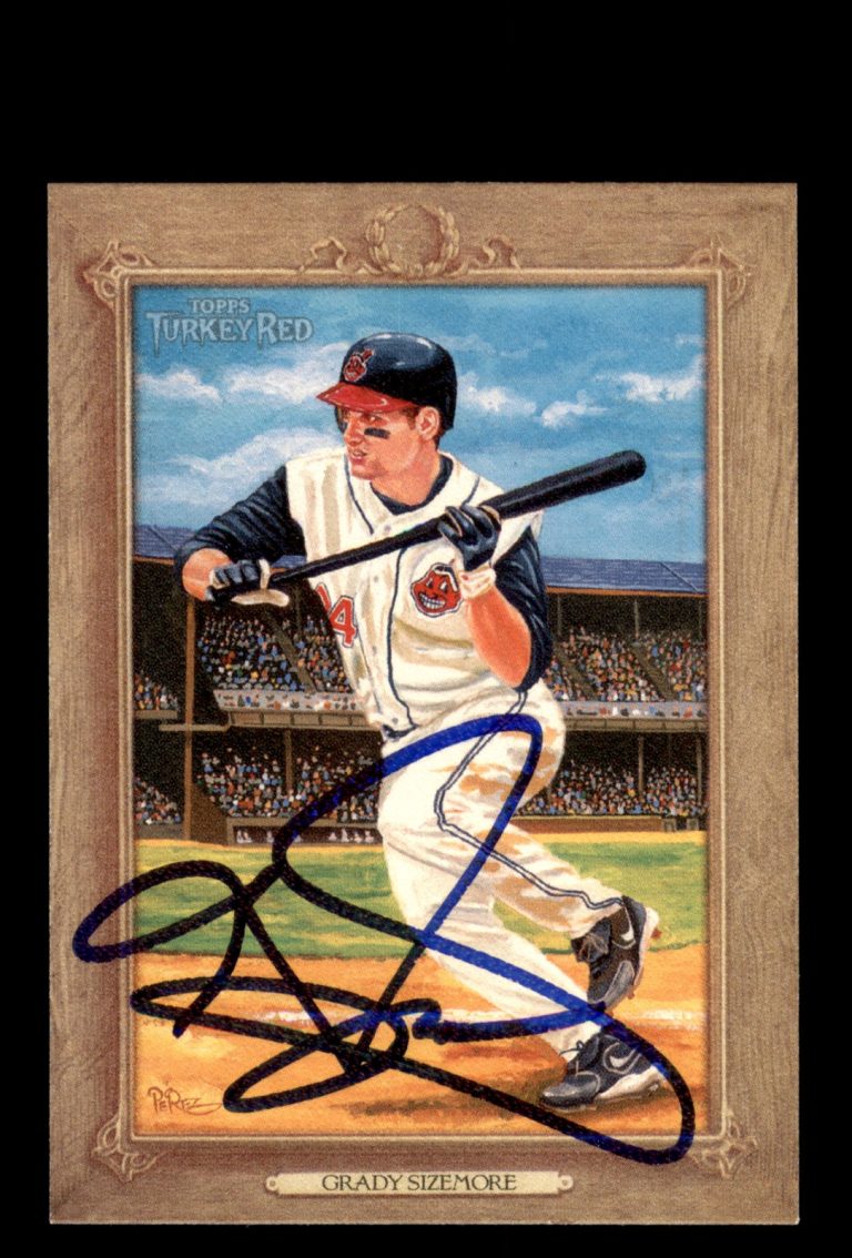 Signed Baseball Card Auto Grady Sizemore 2007 Topps Turkey Red #151 Indians