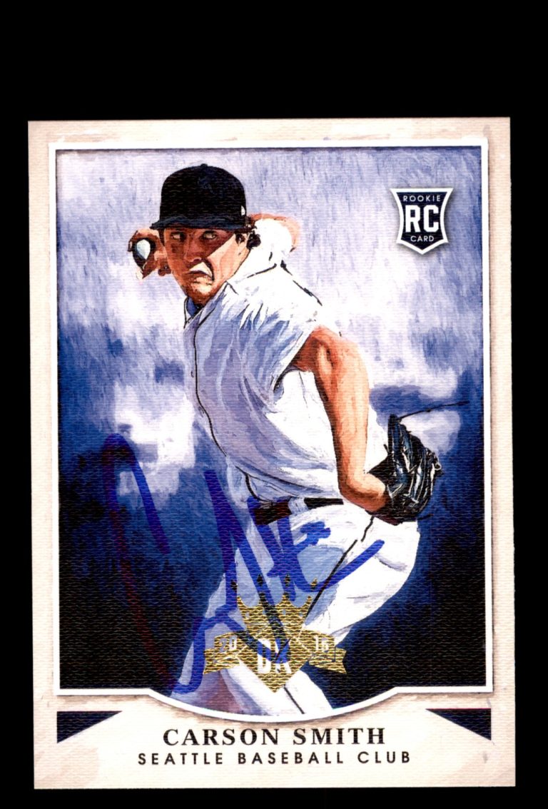 Signed Baseball Card Auto Carson Smith 2015 Panini Diamond Kings #186 Mariners
