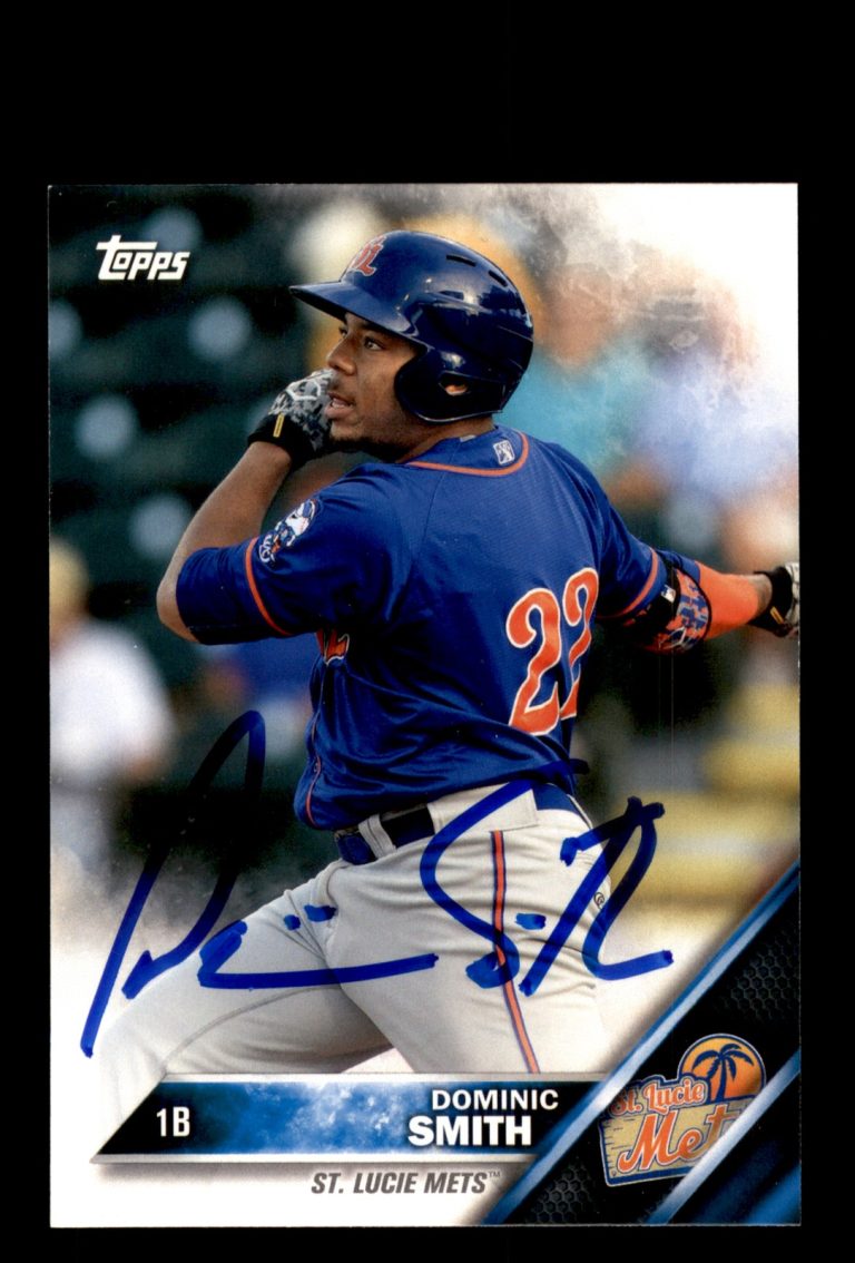Signed Baseball Card Auto Dominic Smith 2016 Topps Pro Debut #148 St. Lucie Mets
