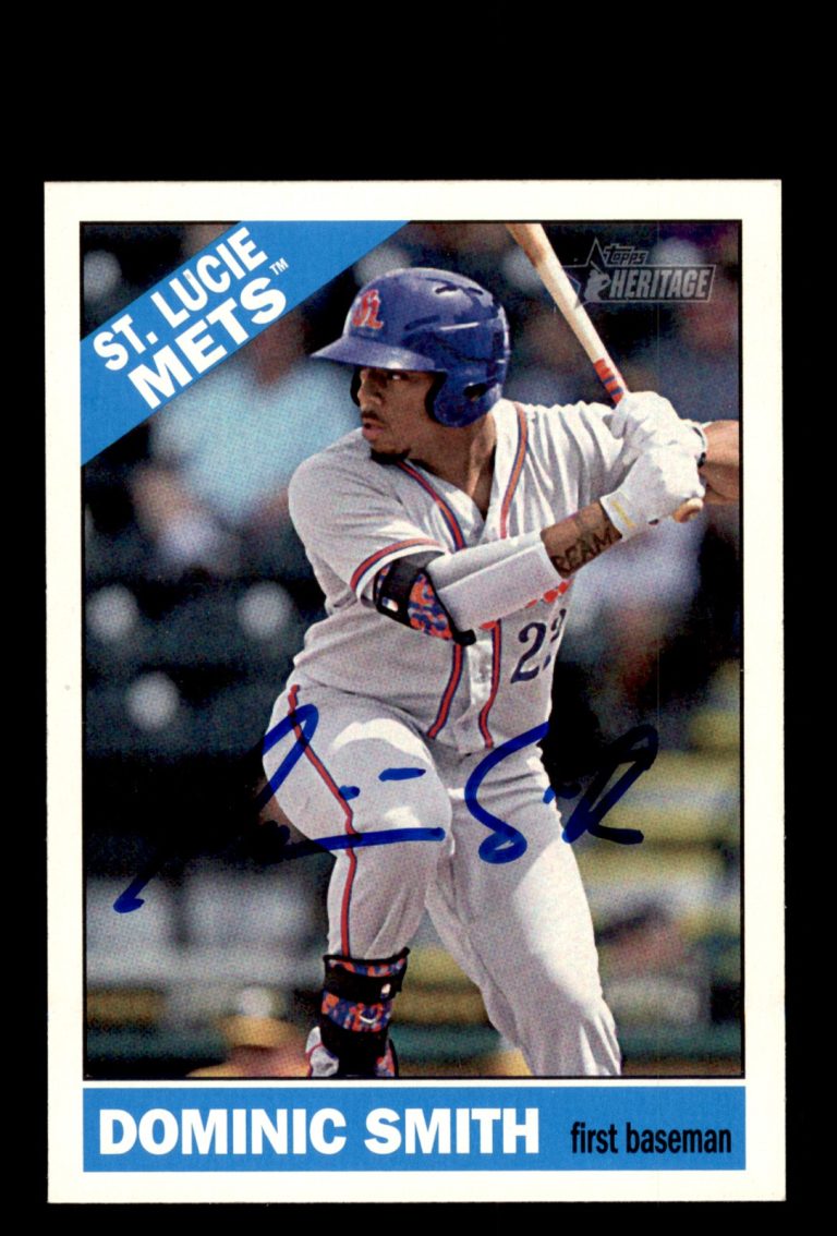 Signed Baseball Card Auto Dominic Smith 2015 Topps Heritage Minor #43 Mets