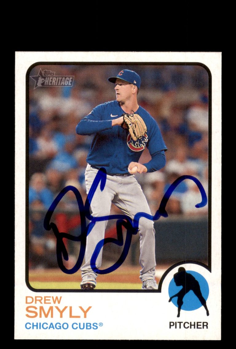 Signed Baseball Card Auto Drew Smyly 2022 Topps Heritage #648 Chicago Cubs