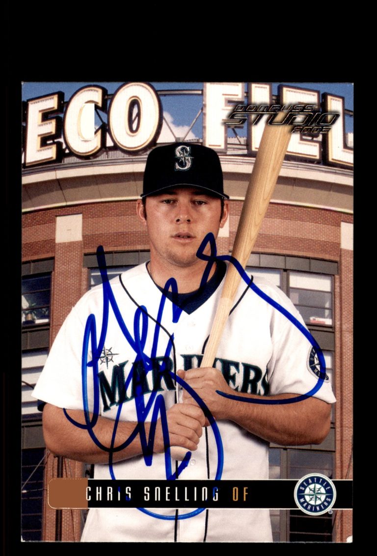 Signed Baseball Card Auto Chris Snelling 2003 Donruss Studio #72 Mariners