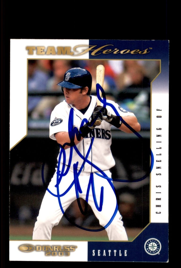 Signed Baseball Card Auto Chris Snelling 2003 Donruss Team Heroes #451 Mariners