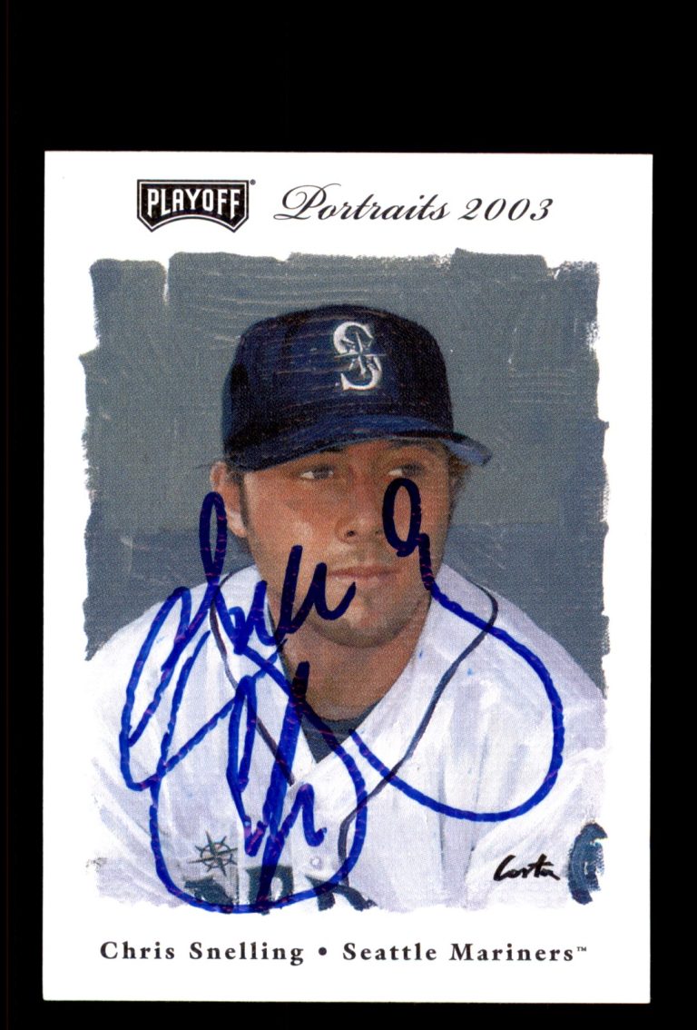 Signed Baseball Card Auto Chris Snelling 2003 Playoff Portraits #79 Mariners
