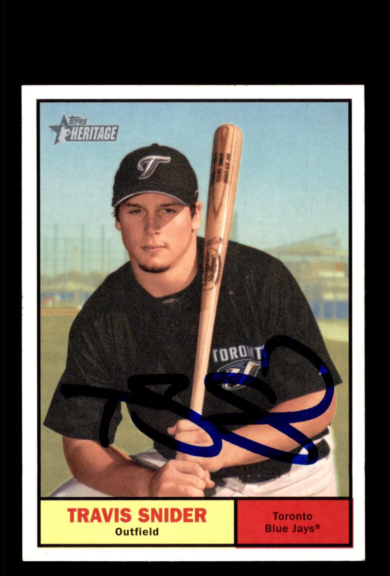 Signed Baseball Card Auto Travis Snider 2010 Topps Heritage #333 Blue Jays