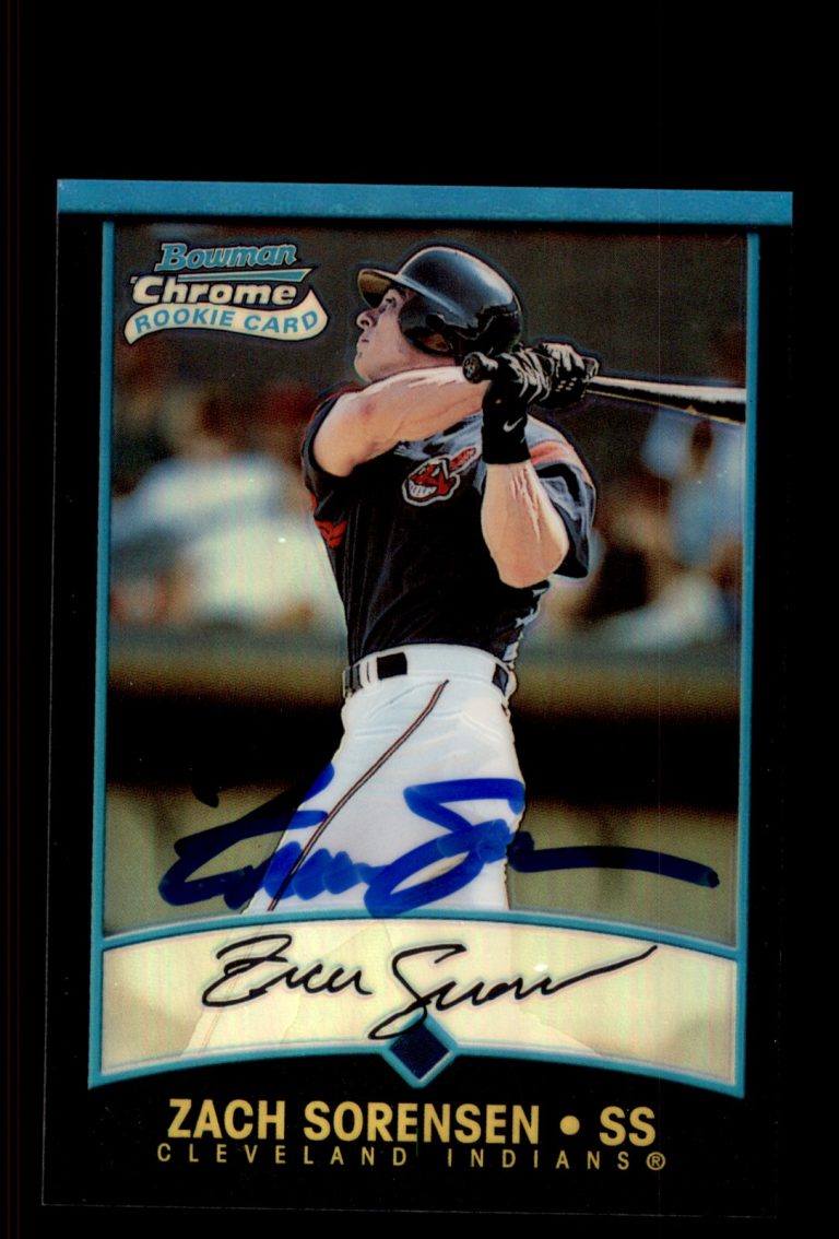 Signed Baseball Card Auto Zach Sorensen 2001 Bowman Chrome #319 Indians